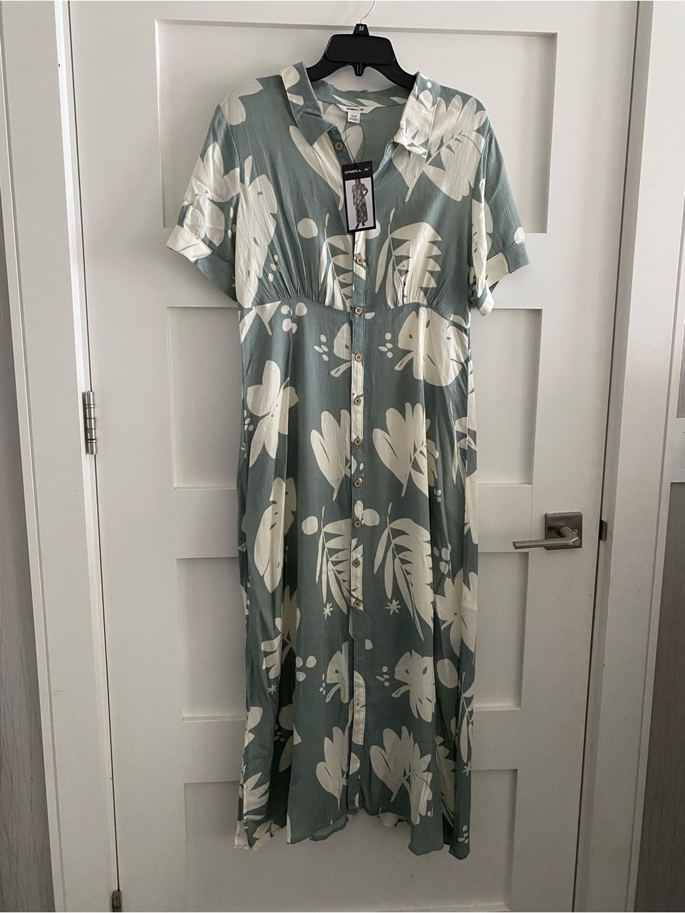 O'Neill Sage Green Maxi Dress with Cream Floral Print